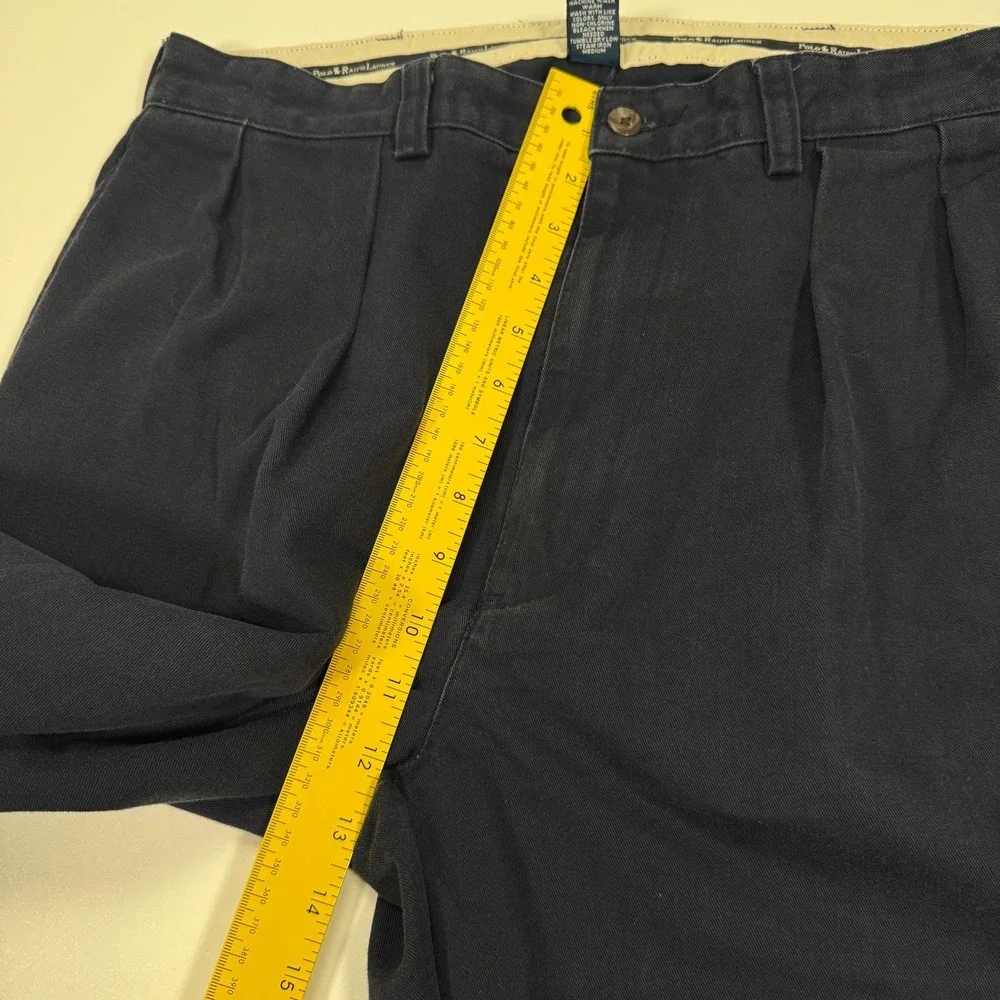 Polo Ralph Lauren Chino Pants Mens 34x34 Navy Blue Pleated Cotton Casual
